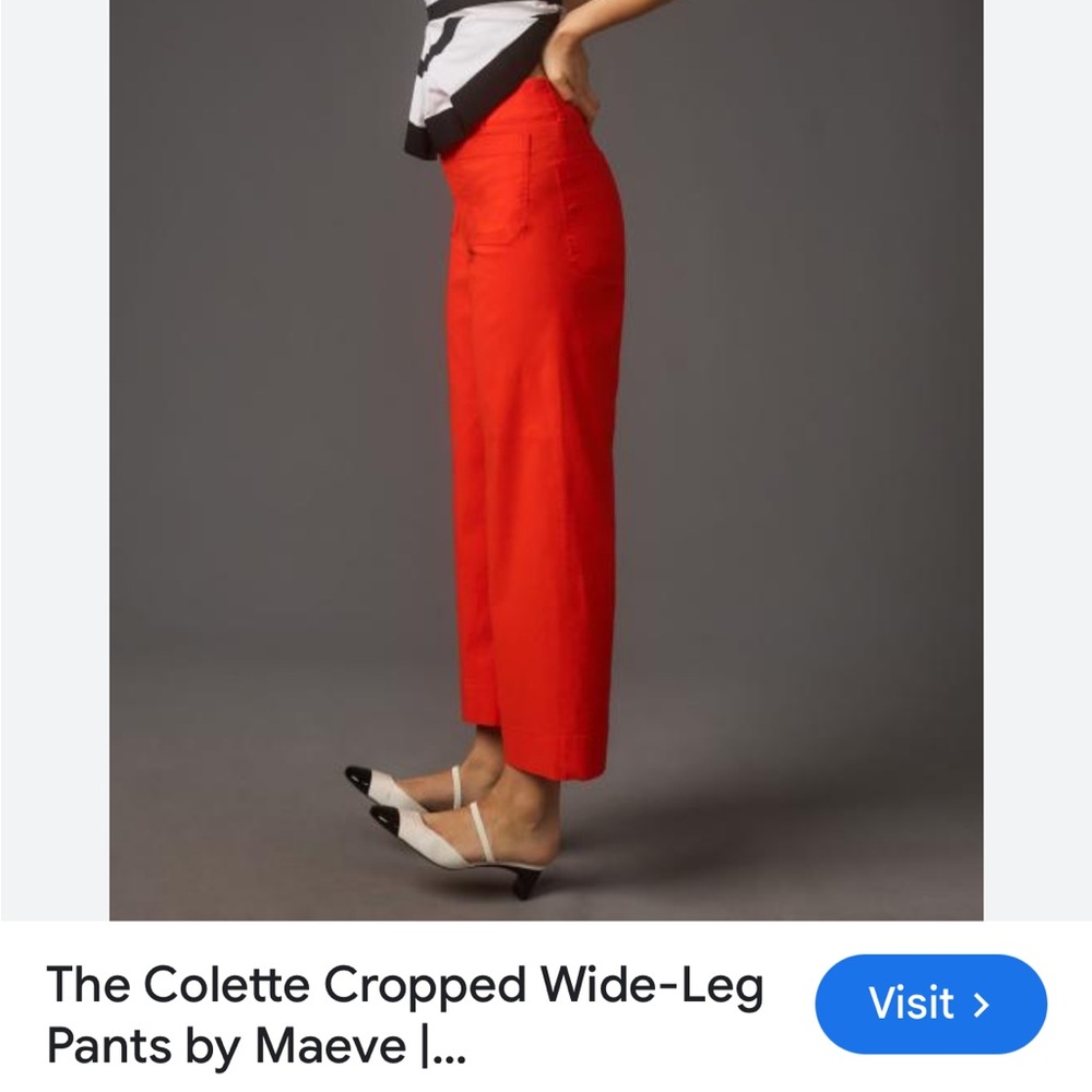 Maeve Colette Cropped Wide-Leg Pants in Bright Red